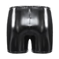 thumbnail image 4 of Men's Shiny PU Leather Short Pants, Zipper Beside, Bulge Pouch Boxer, Comfort Stretch Waistband, 4 of 5