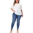 thumbnail image 2 of Agnes Orinda Women's Plus Size Top Swiss Dots Blouse Round Neck Ruffle Sleeve Casual Tee Shirt 1X White, 2 of 6