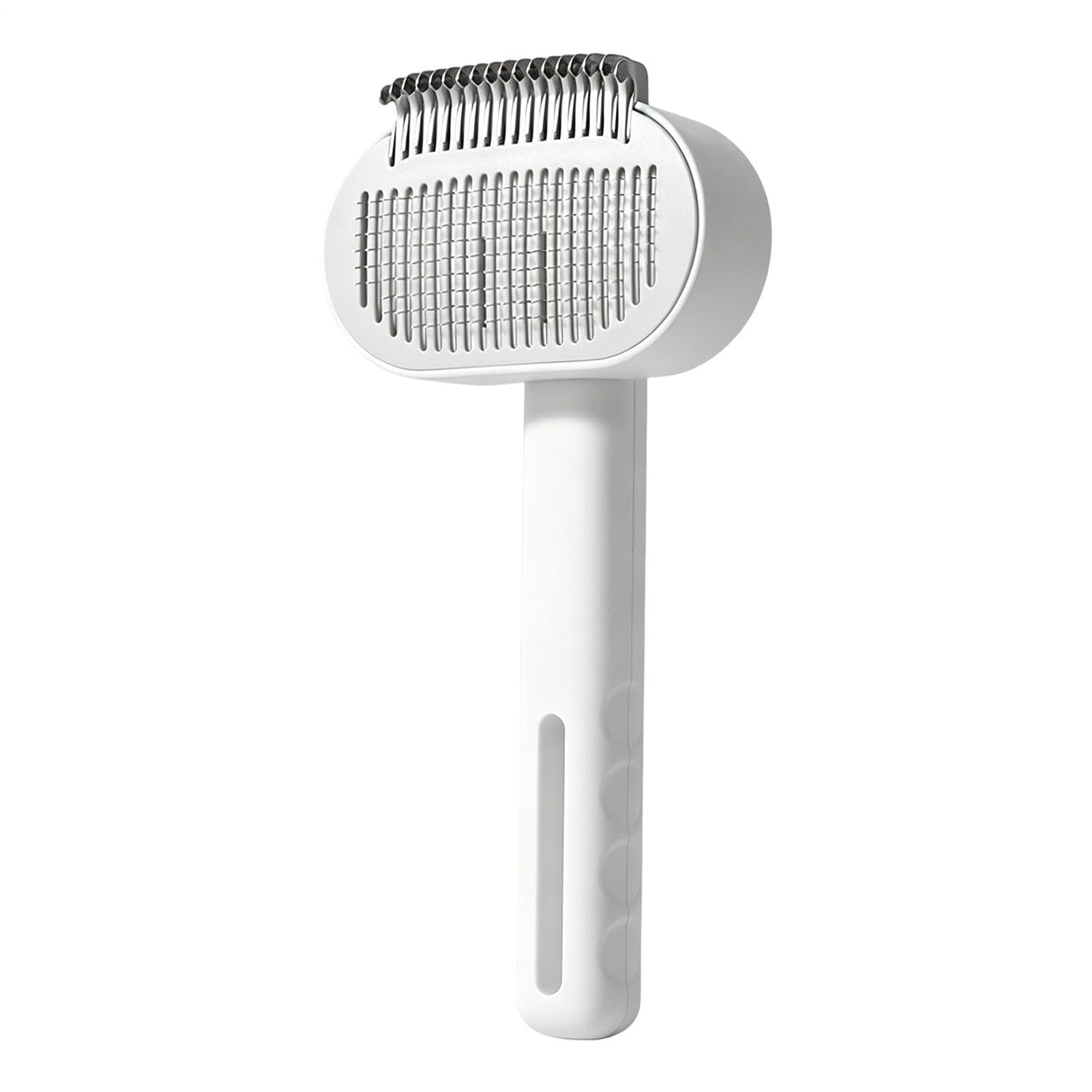 Cluzine 2 in 1 Self-Cleaning Pet Grooming Brush for Dogs & Cats White