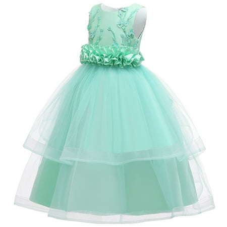

Summer Savings Clearance! Dezsed Party Princess Girls Dress Girls Clothes Children Clothing Summer Flower Embroidery Net Yarn Bowknot Tutu Kids Dresses For Girls 5-13Years Long Dress Vestido