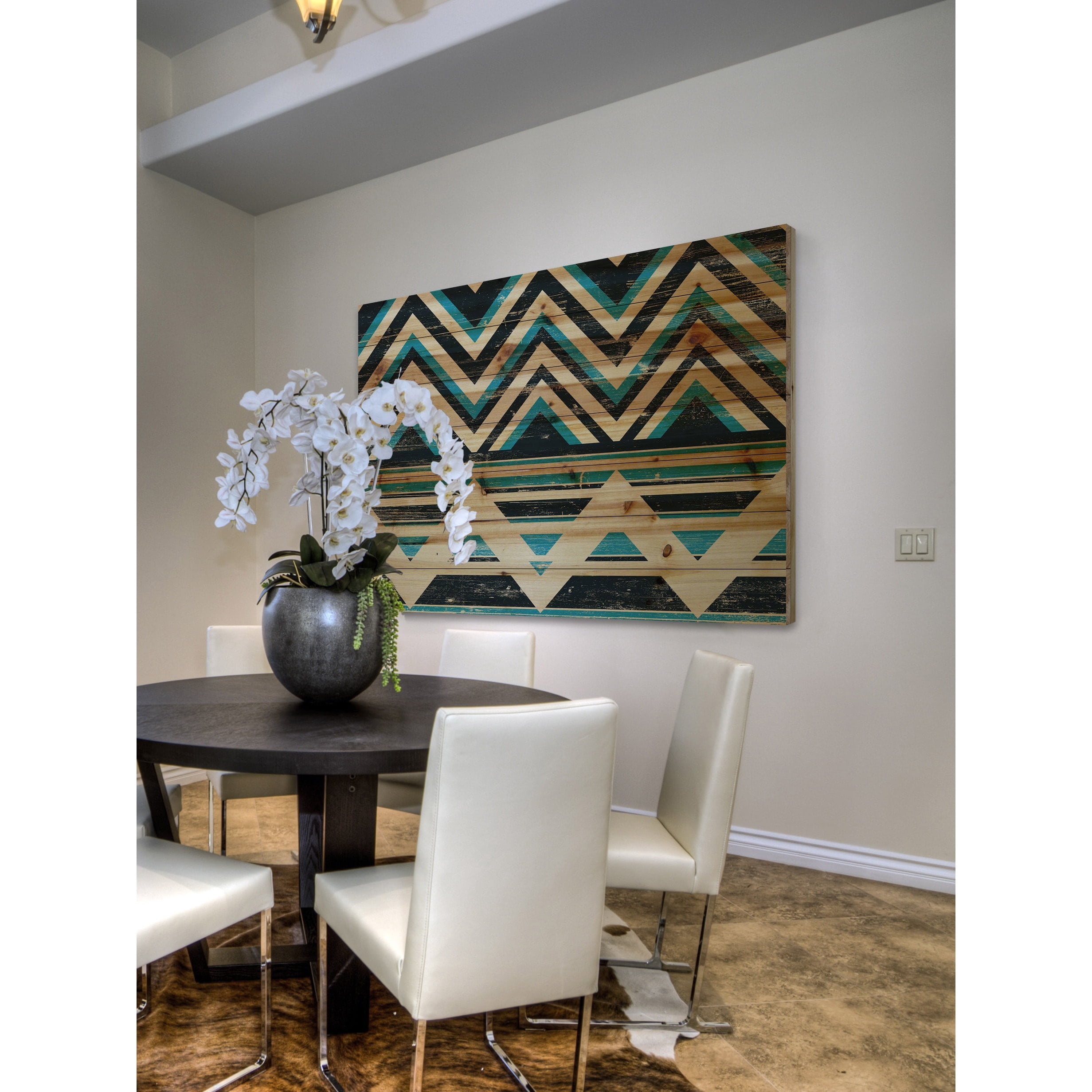Marmont Hill - "Blue and Black" Painting Art Print on Natural Pine Wood