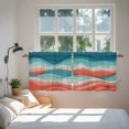 thumbnail image 3 of Teal Red Ocean Waves Tier Curtains 24 Inch Length, Summer Beach Coastal Abstract Cafe Short Curtains for Bathroom Over Sink, Small Kitchen Curtain Light Filtering Tiered Drapes 2 Panels 27.5"Wx24"L, 3 of 8