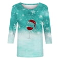 thumbnail image 4 of Besolor Chemises de Noël 3/4 pour Femmes Tunique Imprimée Col Rond Hauts Décontractés Grande Taille Blouse de Vacances pour Dames, 4 of 4