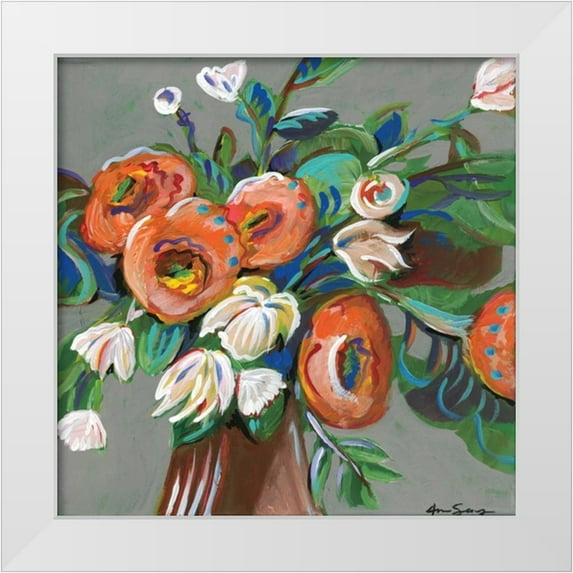 Seay, Anne 26x26 White Modern Wood Framed Museum Art Print Titled - Floral Arrangement II