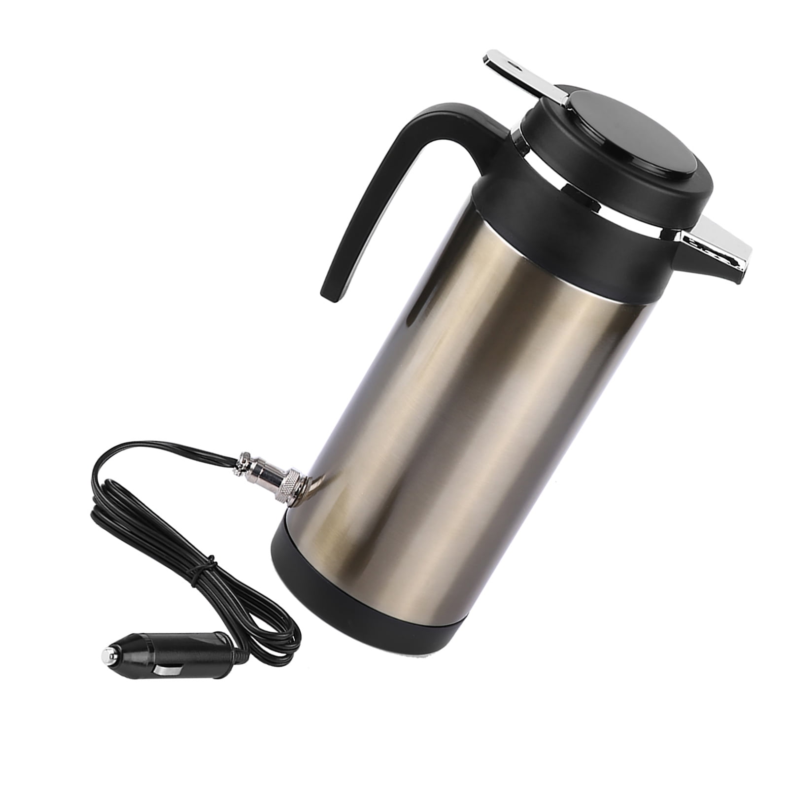 Electric Heating Kettle 1000ML 12V/24V Stainless Steel Electric Kettle Travel Thermoses Heating Water Bottle for Car with Indicator Light, Large Capacity