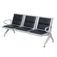 thumbnail image 2 of Kinbor 3-Seat Office Waiting Room Chairs, Reception Guest Bench w/ PU Leather & Steel Frame, Black, 2 of 9