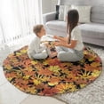 thumbnail image 3 of Autumn Fall Leaves Pattern Round Blanket,Comfortable Soft Flannel Throw Blanket,All Season,Warm Lightweight Blankets for Sofa Bed Couch Living Room Chair 47"x47", 3 of 5