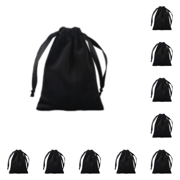 Bewildely Bolsas con cordón Bolsas reutilizables y aptas para viajes para un fácil almacenamiento Bolsas de joyería súper suaves negras negro 10Conjunto