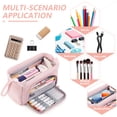thumbnail image 6 of Rirool Large Capacity Pencil Case, Wide Opening Pencil Pouch with Clear Window, Zipper Pen Bag for School Supplies, Teen Girls Boys, Pink, 6 of 7