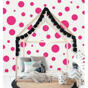 Hot Pink Polka Wall Dot Decals (63 Wall Dots) -Peel & Stick Wall Stickers 1" - 6.5"