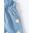 thumbnail image 5 of Baby Girl Floral Print Bow Front Ruffle Trim Denim Overall Romper, 5 of 5