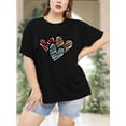 thumbnail image 7 of XCHQRTI Women Leopard Heart T-Shirt Plus Size Short Sleeve Graphic Shirt Valentine's Day Top, 7 of 7