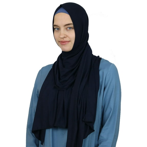 Modefa Premium Jersey Hijab Shawl - (Navy Blue)