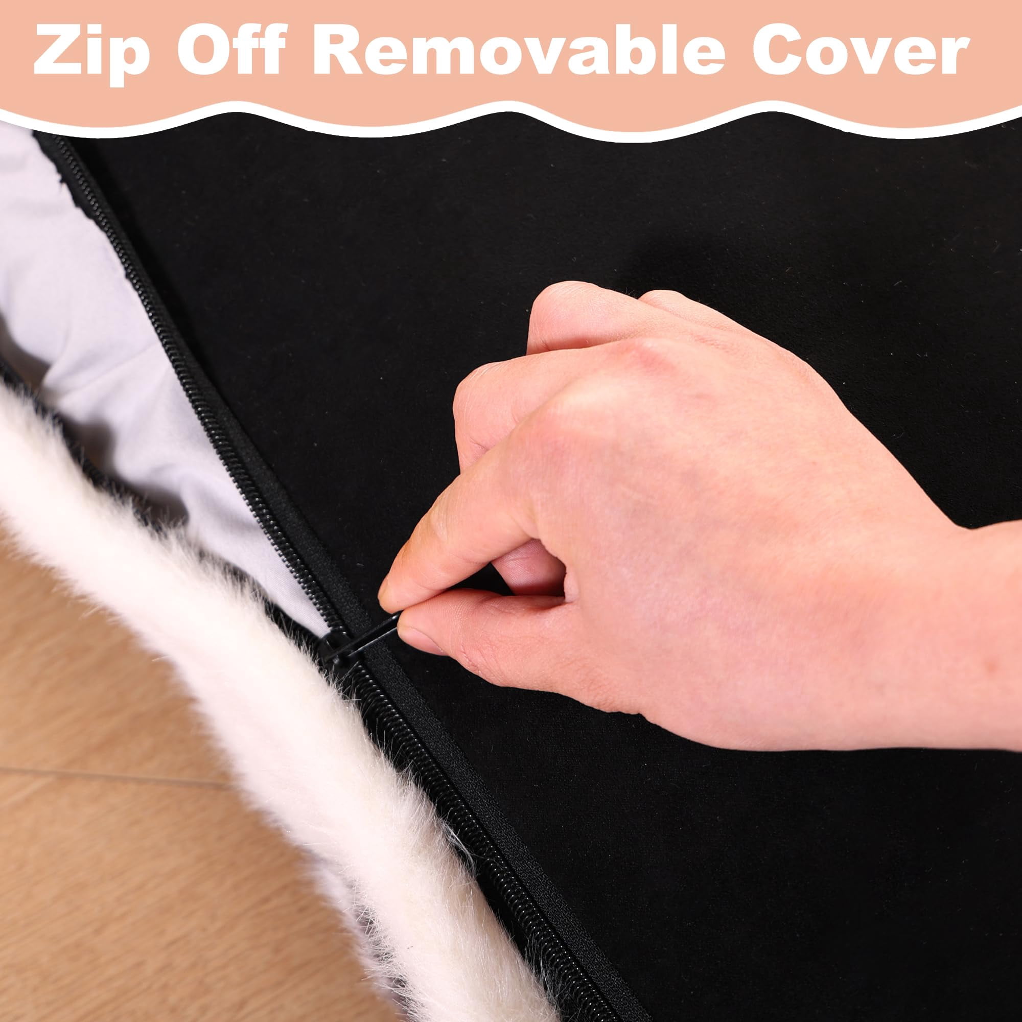 Waterproof Crate Bed  Plush Dog & Cat With Removable Washable Cover Faux Kennel Pad 21"x13" Black-white Cowhide
