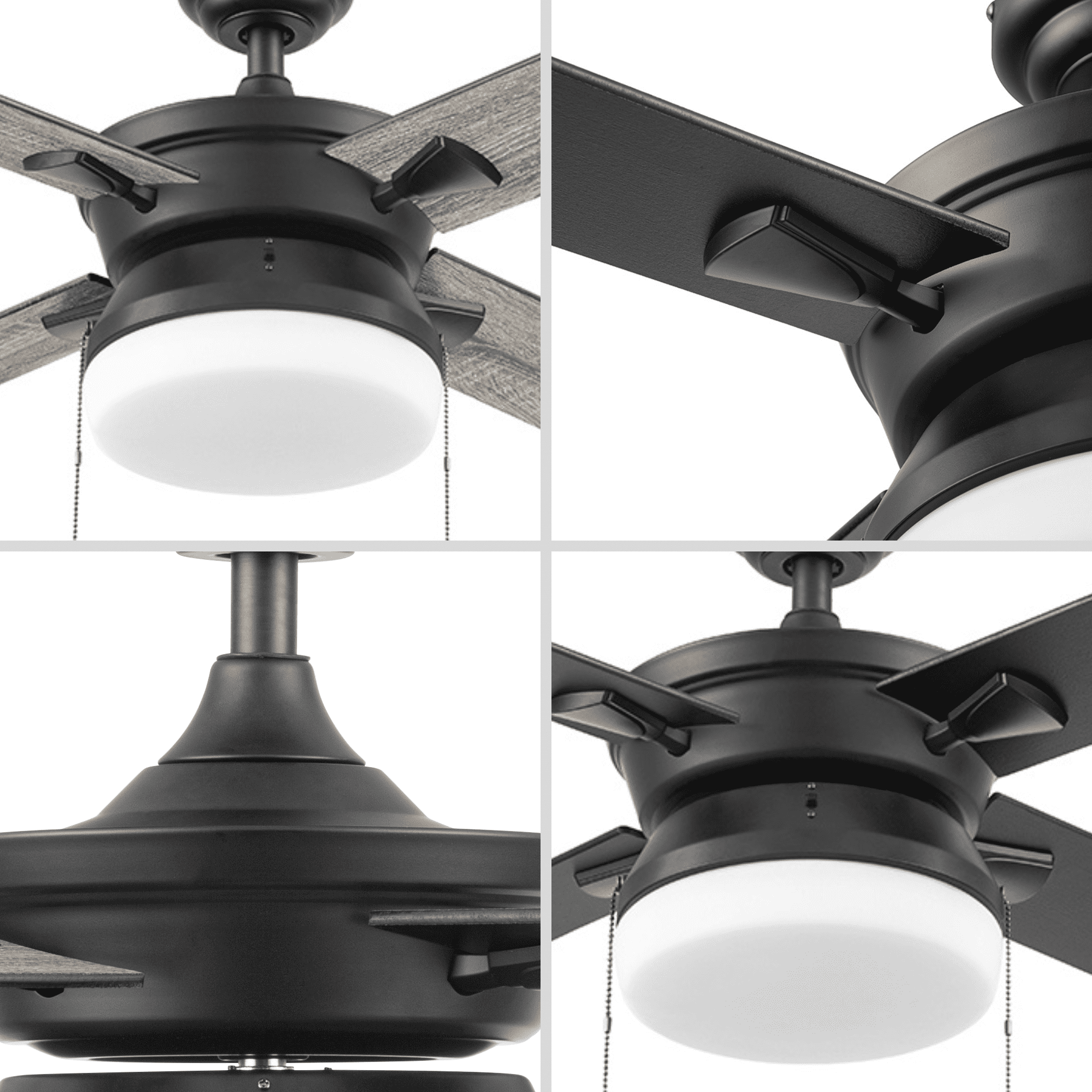 Better Homes & Gardens Blair 52'' Black Modern Indoor Ceiling Fan with Light 4 Blades Pull Chains