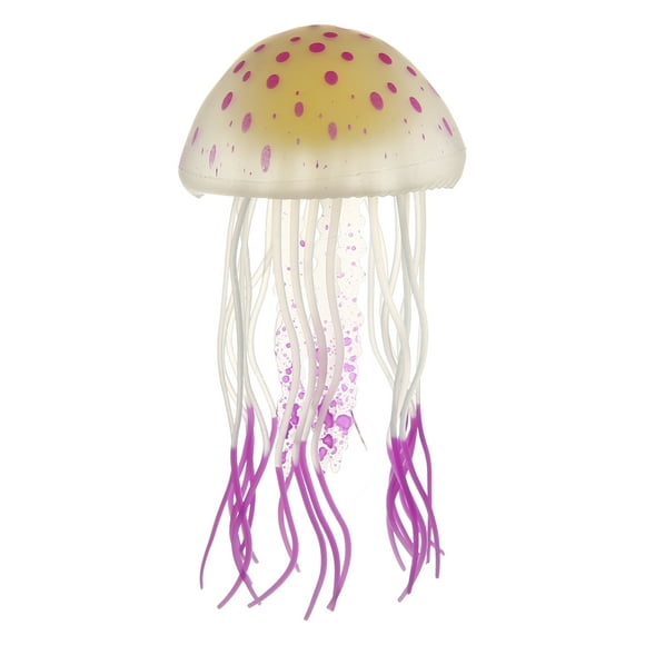 Decoración de medusas para pecera, adornos fluorescentes de silicona para medusas, decoración de acuario con ventosa, morado, 2,2 "x 4,5"