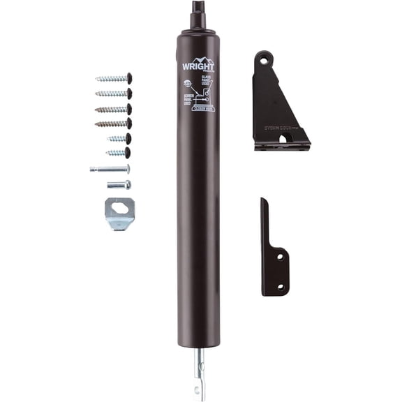Pneumatic Storm Door Closer Adjustable, Smooth-Closing with Hold-Open Washer (Transitional, Bronze)