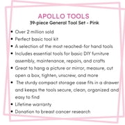 Apollo Tools 39 Piece General Tool Set Pink - DT9706 PINK