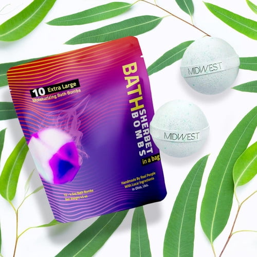 Eucalyptus Luxury Bath Bombs -Set of 10 - Extra Large - 4.5oz