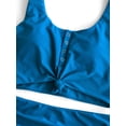 thumbnail image 4 of ZAFUL Snap Button Knotted Ruched Tankini Swimwear Blue 2XL, 4 of 5