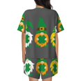 thumbnail image 3 of Naloa Spring St Patrick’S Day Irish Gnomes Women's Short-Sleeved Pajama Set, Loungewear, Summer pajamas, Breathable Cozy - XX-Large, 3 of 9