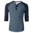 thumbnail image 4 of LODIENY Henley Shirts for Men Regular Fit Raglan 3/4 Sleeve Jersey Baseball T-Shirts Casual Cotton Sport Athletic Crewneck Basic Tee Tops Blue XXL, 4 of 8