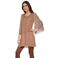 thumbnail image 2 of Moomaya Printed Indian Short Kurti Dress Poly Crepe Tunic Round Neck Mini Dress, 2 of 5