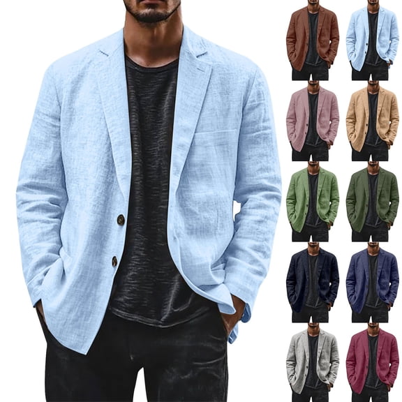 Blekii Mens Casual Sport Coat Blazer, Men's Casual Sport Coat, 2 Button Lightweight Cotton Linen Blazer, Business Casual Jacket for Outdoor Lightweight Cotton Linen Jacket Business Casual, Outdoor
