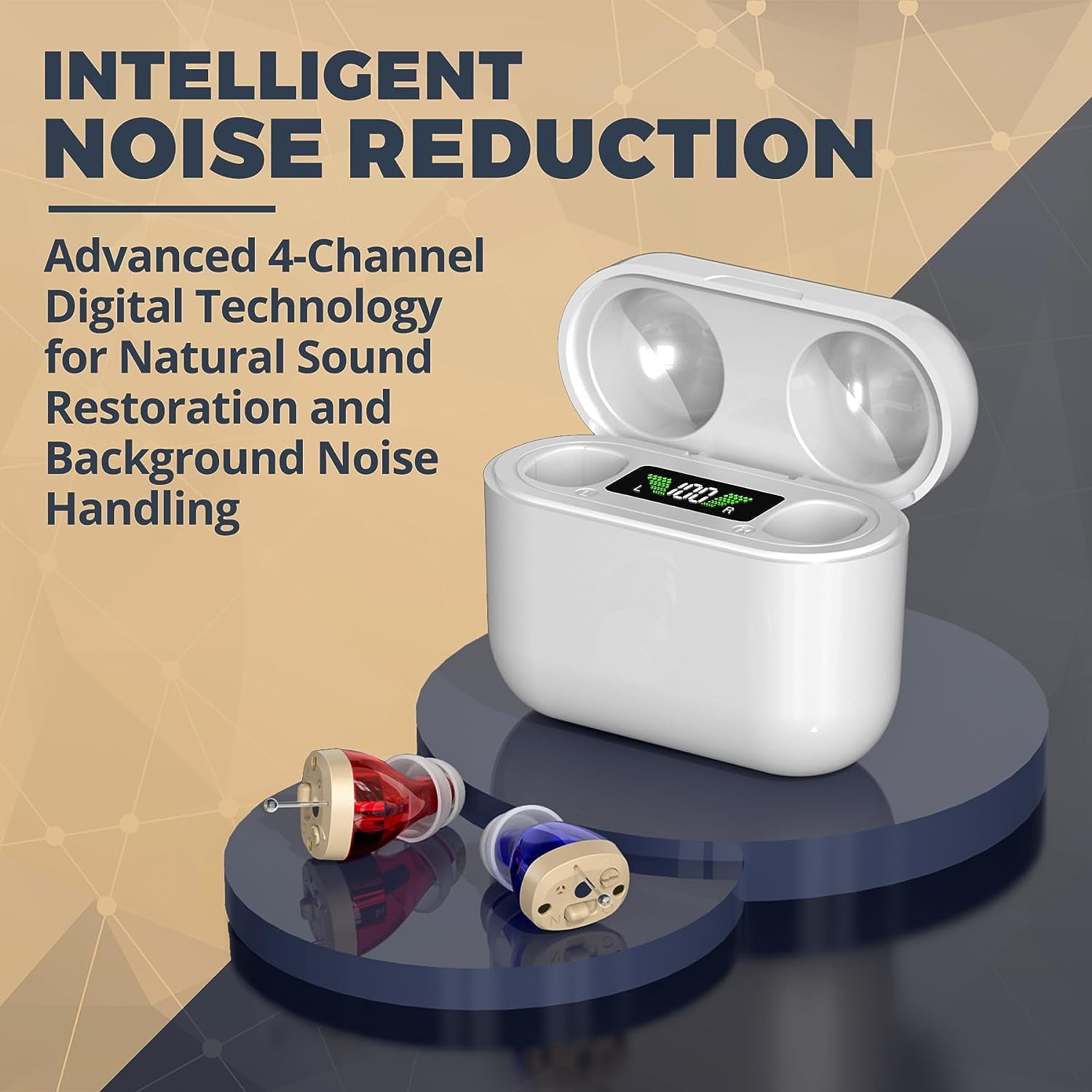 MEDca Rechargeable Hearing Amplifier Personal Sound Amplifier Pair for Seniors - White