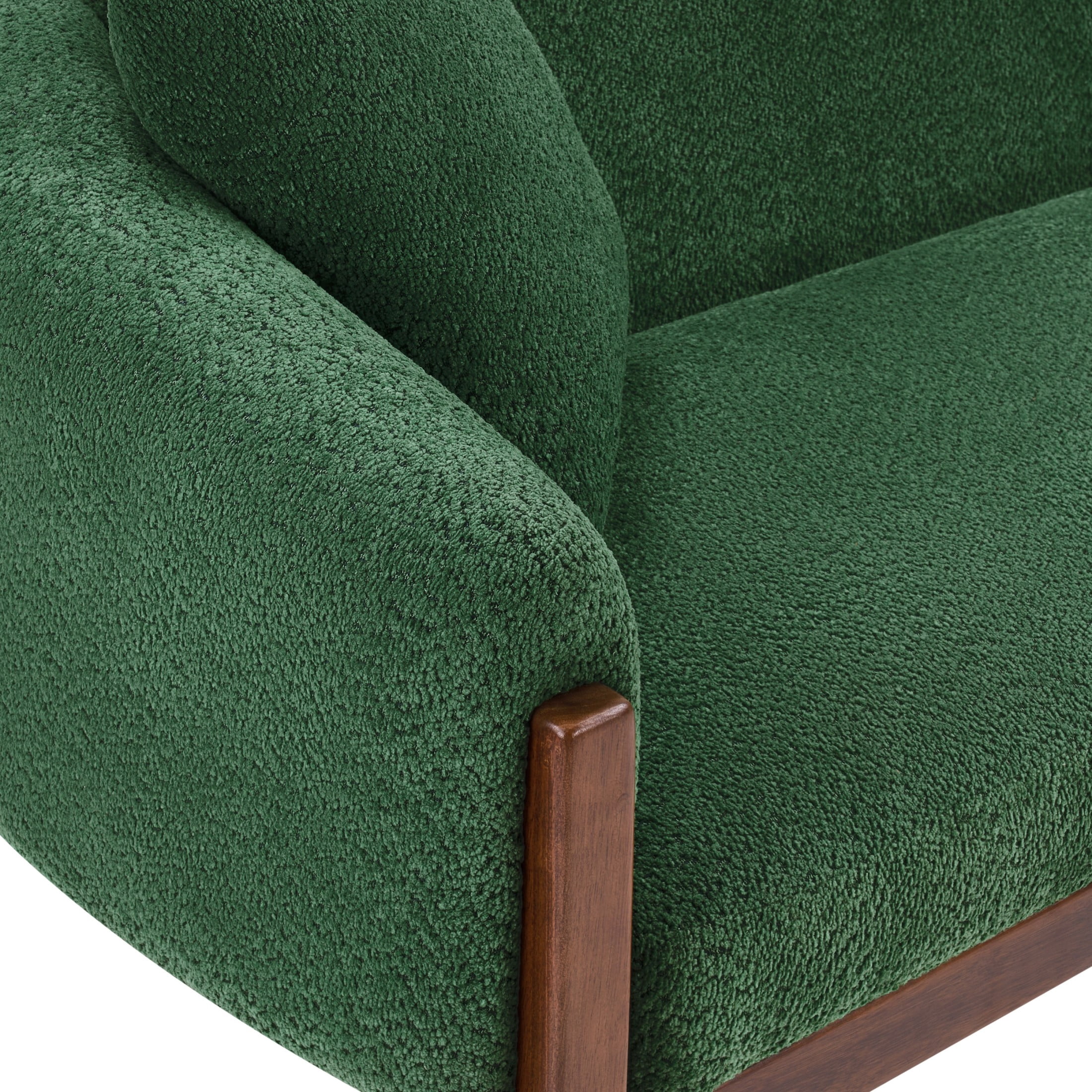 Christopher Knight Home 84.5" Modern Boucle Sofa with Throw Pillows, Seats 3, Wood Legs, Green