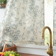 thumbnail image 3 of Floral Kitchen Curtains Linen Tier Curtains Blue Flower on Beige Cafe Curtains 36 Inch Length Living Room Bedroom Bathroom Farmhouse Rustic Country Curtains Rod Pocket 2 Panels, 3 of 6