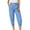 Blue, variant on High Waist Capri Pants for Women Elastic Cuff Capri Pant Button Solid Chino Cropped Pants with Pocket Daily Wear Work Travel Outdoor Activities