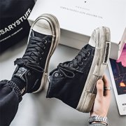 Men'S Versatile Canvas Shoes, High-Top Skate Shoes with a Vintage Worn Look
