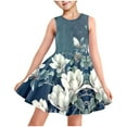 thumbnail image 2 of TGSLY Girls Summer Princess Dresses Cute Flower Printed Sleeveless Suspender Flared Skater Dress Loose Flowy Swing Beach Vacation Sundress with Pockets Multicolor#34 7 Years, 2 of 9