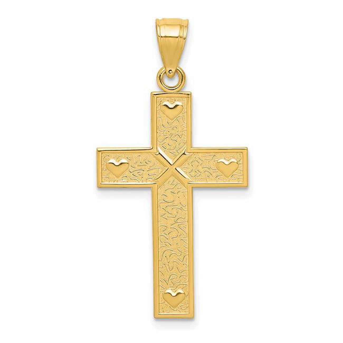 10K Yellow Gold Cross Pendant - Polish Plain Crucifix