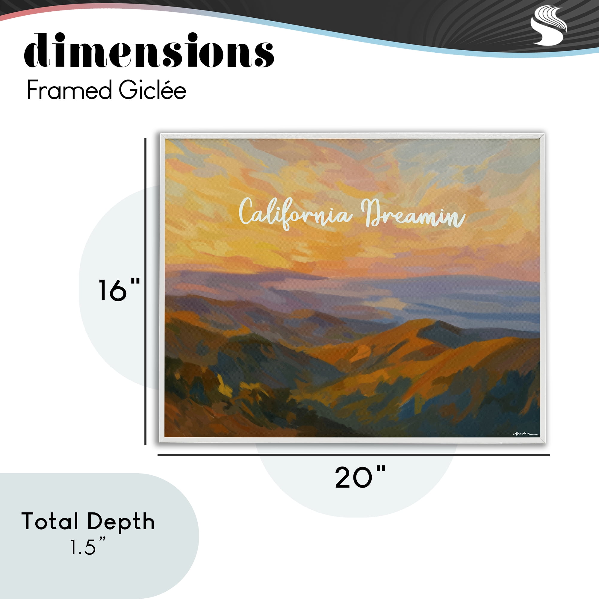 Stupell Industries California Dreamin' Mountains White Framed Giclee Art, design by Amelia Noyes