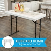 Lifetime 4 Foot Adjustable Rectangle Folding Table, Indoor/Outdoor Commercial Grade, White Granite (80160)