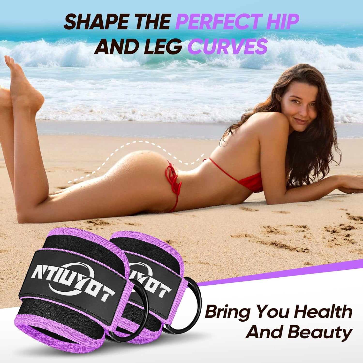 JJEAN-Ankle Resistance Bands with Cuffs, Workout Sets for Women, Resistance Bands for Working Out, Exercise Band for Leg Booty, Home Gym Workout Equipment, Ankle Weights Fitness Band Set