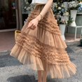 thumbnail image 3 of SHTXOZHI Womens A-Line Long Tulle Skirts High Waist Mesh Tiered Layered Irregular Party Skirt, 3 of 4