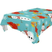 SKYSONIC Christmas Snowman Tablecloth Waterproof Washable Polyester Square Table Cover Durable Tablecloth for Kitchen Dining Table Party Decor (54 X 72 Inch)