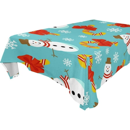 SKYSONIC Christmas Snowman Tablecloth Waterproof Washable Polyester Square Table Cover Durable Tablecloth for Kitchen Dining Table Party Decor (54 X 72 Inch)