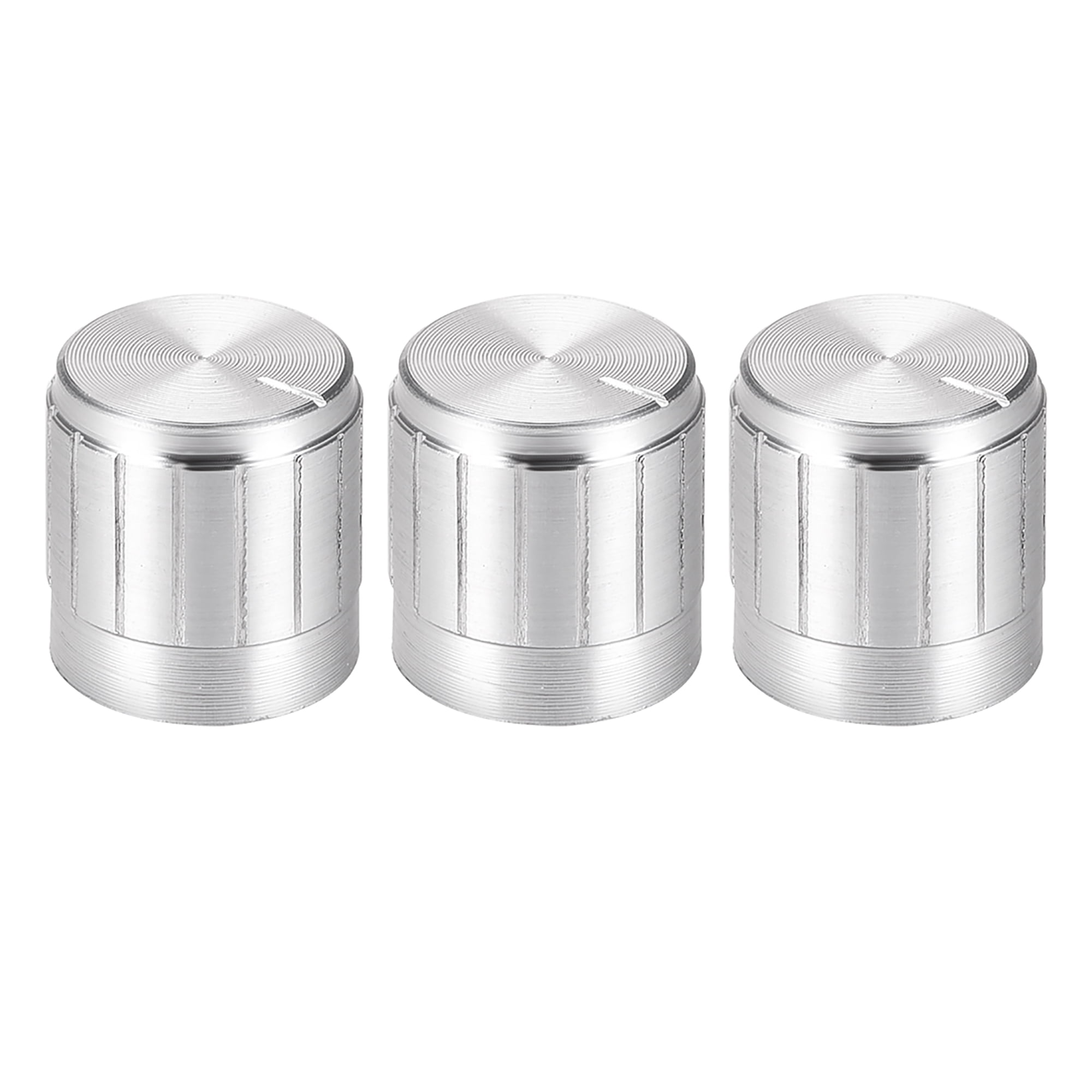 3 pcs Potentiometer Knob Knurled Shaft Siver Tone Aluminum 6mm Shaft