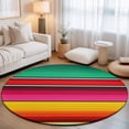 thumbnail image 2 of Round Area Rugs 6Ft, Mexican Style Non-Slip Washable Circle Rugs Carpet, Colorful Mexico Stripes Green Red Pink Indoor Outdoor Rug Floor Mats Throw Runner for Bedroom Living Room Bathroom, 2 of 8