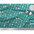 thumbnail image 2 of Soimoi Silk Fabric Dot & Penguin Ocean Print Sewing Fabric Yard 42 Inch Wide, 2 of 3