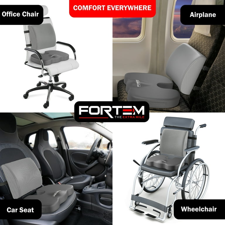 Fortem Seat Cushion & Lumbar Support for Office Chair, Car, Wheelchair, Memory