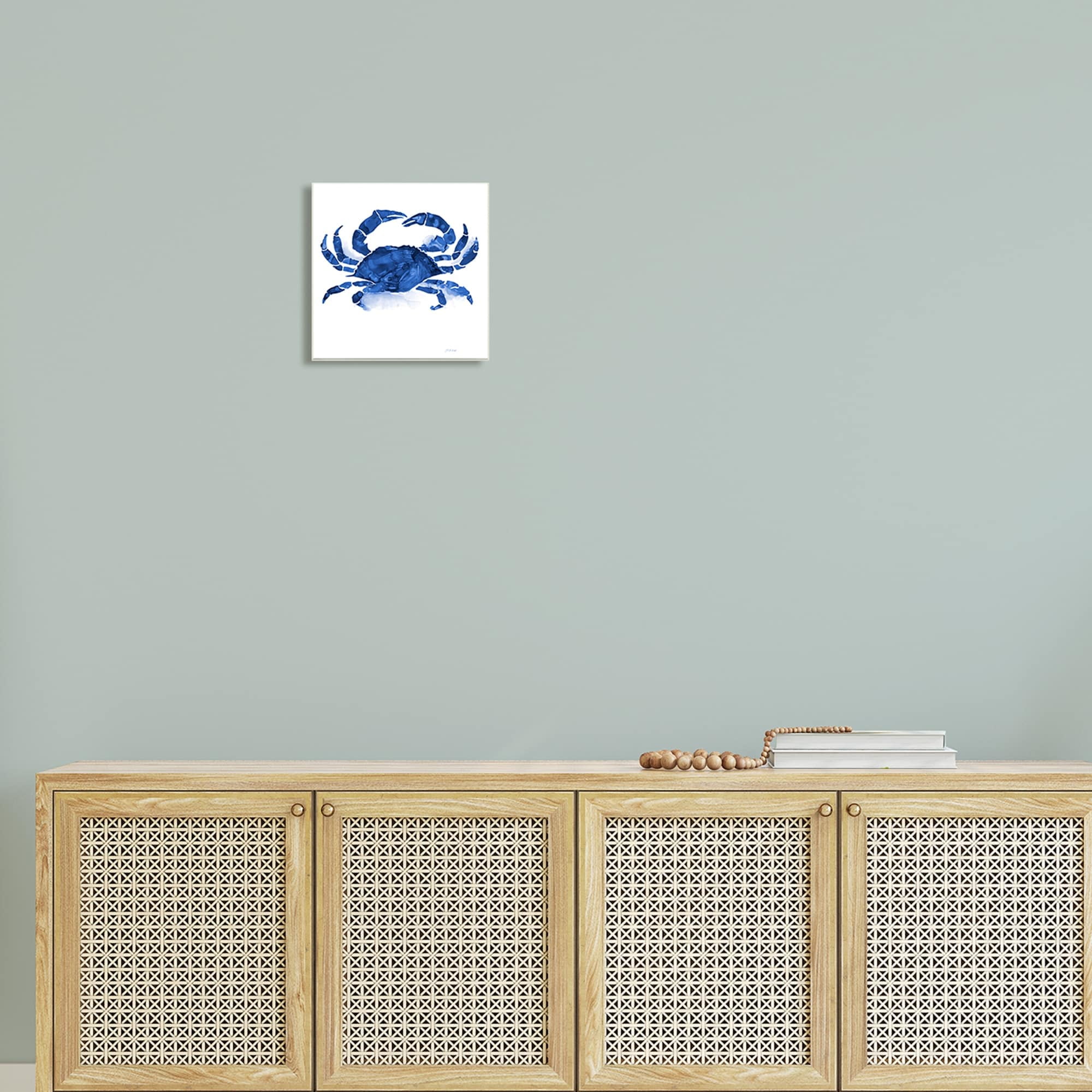 Stupell Industries Detailed Crab Wildlife Blue Ocean Sea Life Painting Unframed Art Print Wall Art, Design by Patti Mann