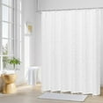 thumbnail image 4 of Boho White Woven Fabric Shower Curtain with Tassel 72 x 72 Modern Farmhouse Minimalist, Bohemia Tufted Chevron Striped Chic Textured, Waterproof Cloth Curtain for Bathroom, Hotel Decor, 4 of 6