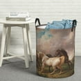 thumbnail image 5 of Goofa Three Horses Oil Painting Printed Circular Hamper,Laundry Basket with Handles,Storage Baskets Foldable,Large Capacity Laundry Hamper-Medium, 5 of 8