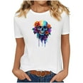 thumbnail image 1 of purcolt T-Shirts d'Halloween pour Femmes, T-Shirts Graphiques Amusants d'Été Col Rond Manches Courtes Blouses de Fête Cadeau, 1 of 7