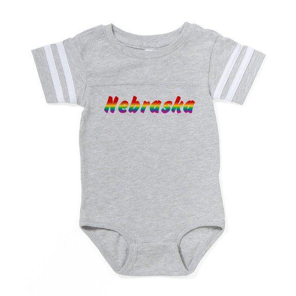 CafePress - Nebraska Rbw Txt - Cute Infant Baby Football Bodysuit